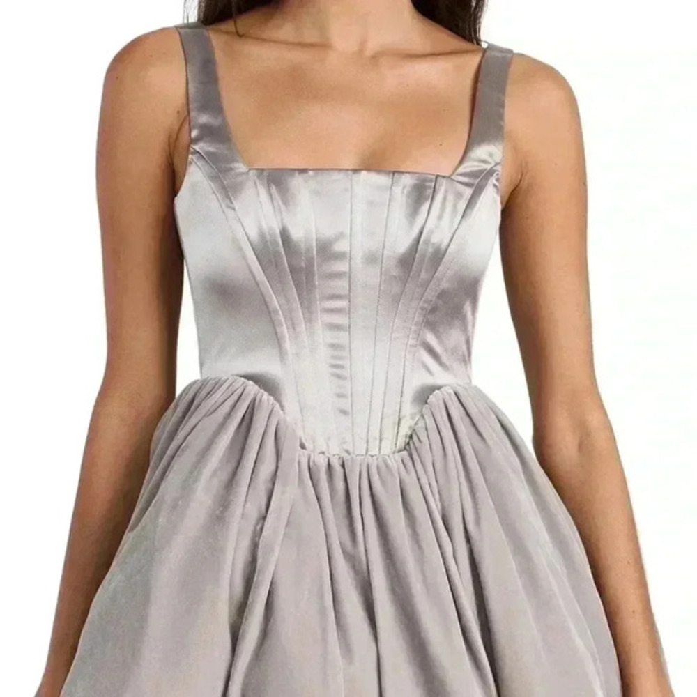 NWT STAUD Landscape Dress in silver corset bodice dress- Size 2 - Picture 5 of 16